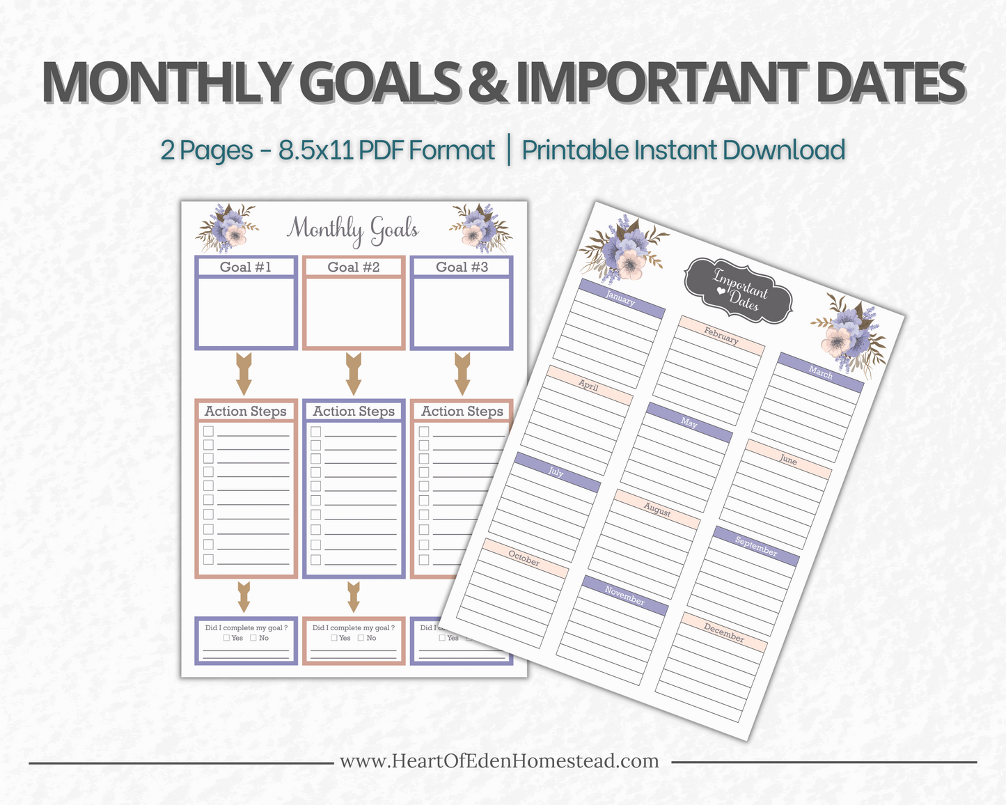 Undated Christian Floral Yearly Planner