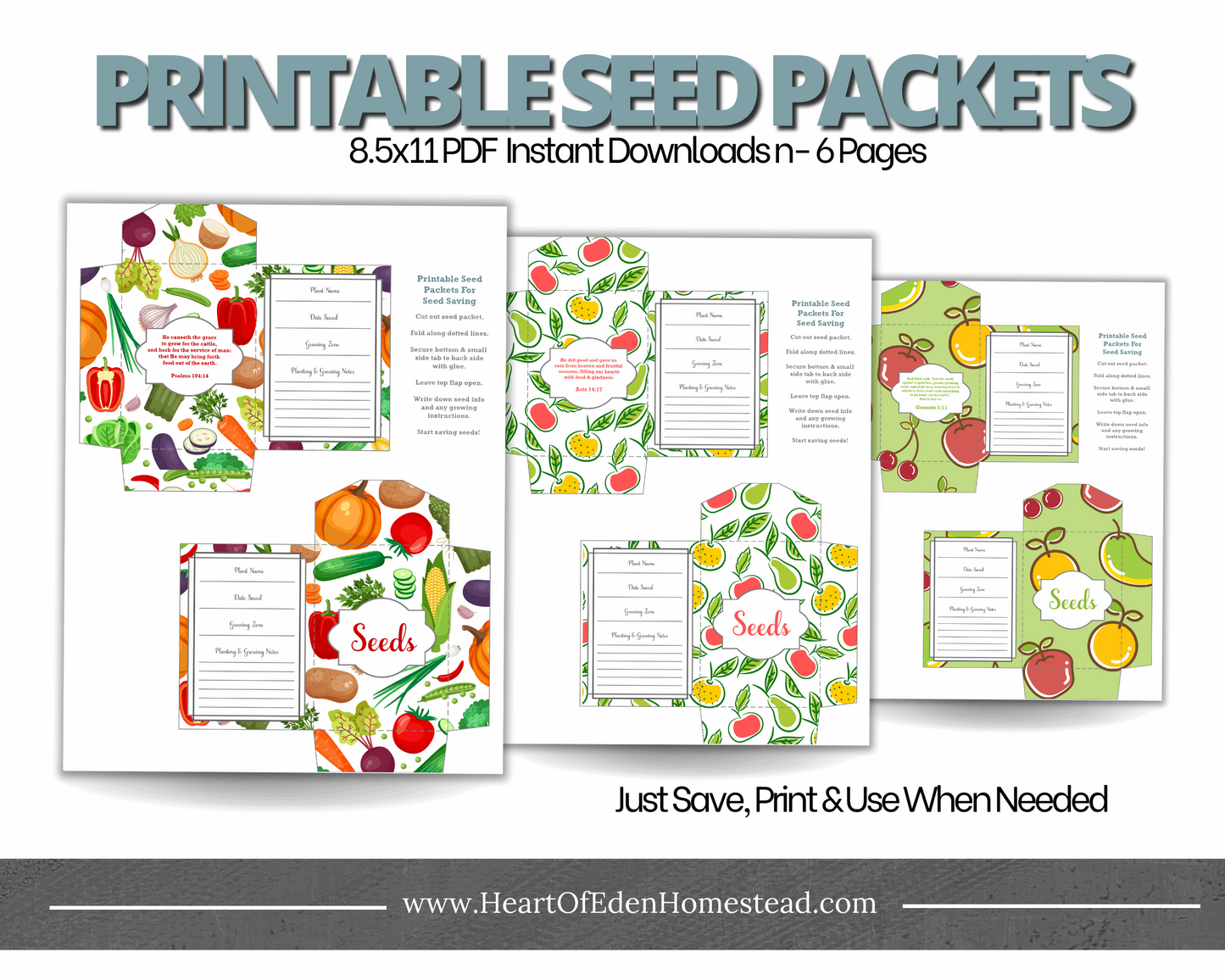 Printable Homestead Seed Packet Bundle