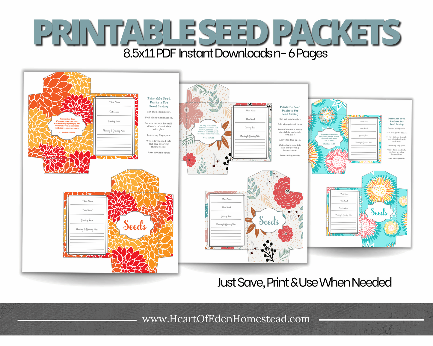 Printable Homestead Seed Packet Bundle