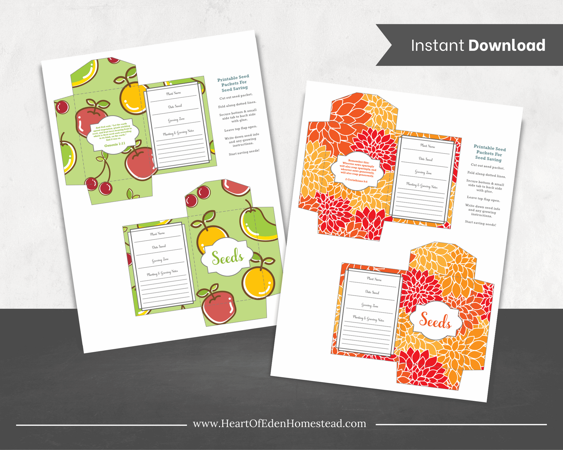 Printable Homestead Seed Packet Bundle