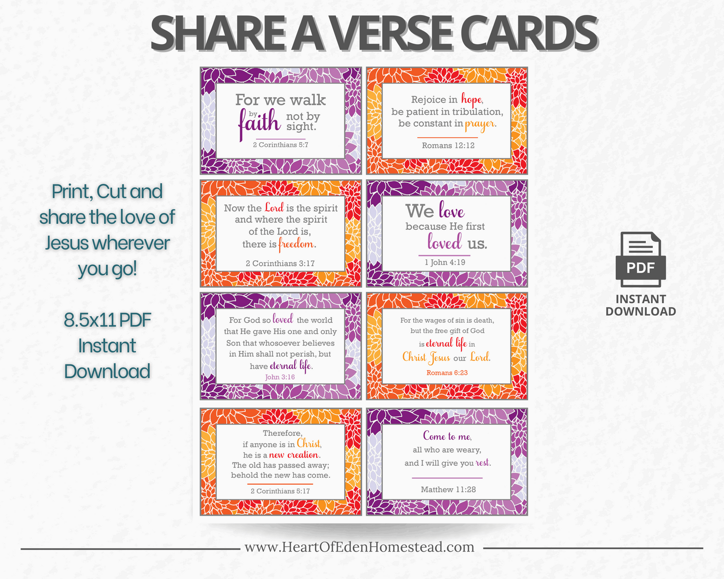 Christian Share A Verse Printable Cards