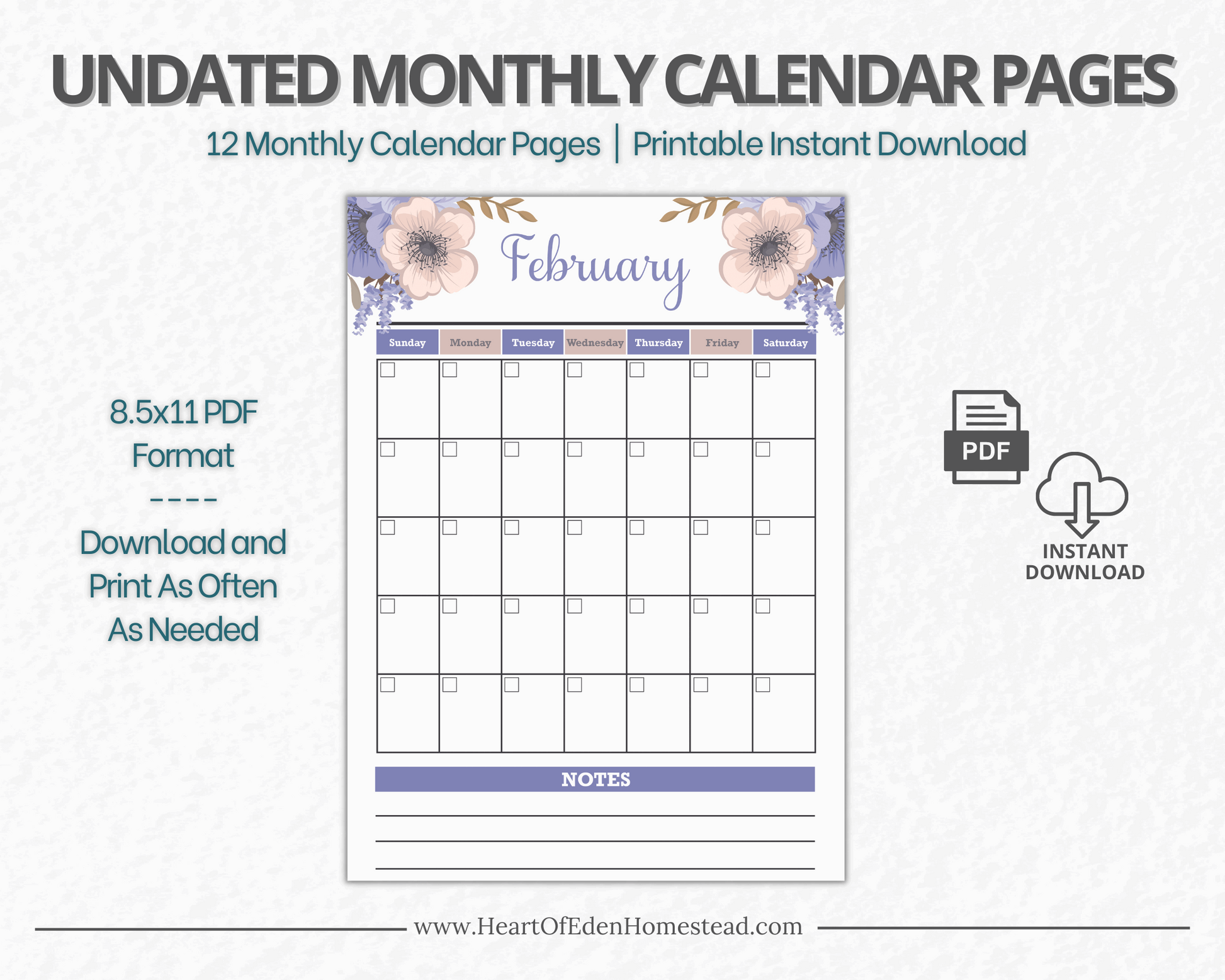 Undated Christian Floral Yearly Planner