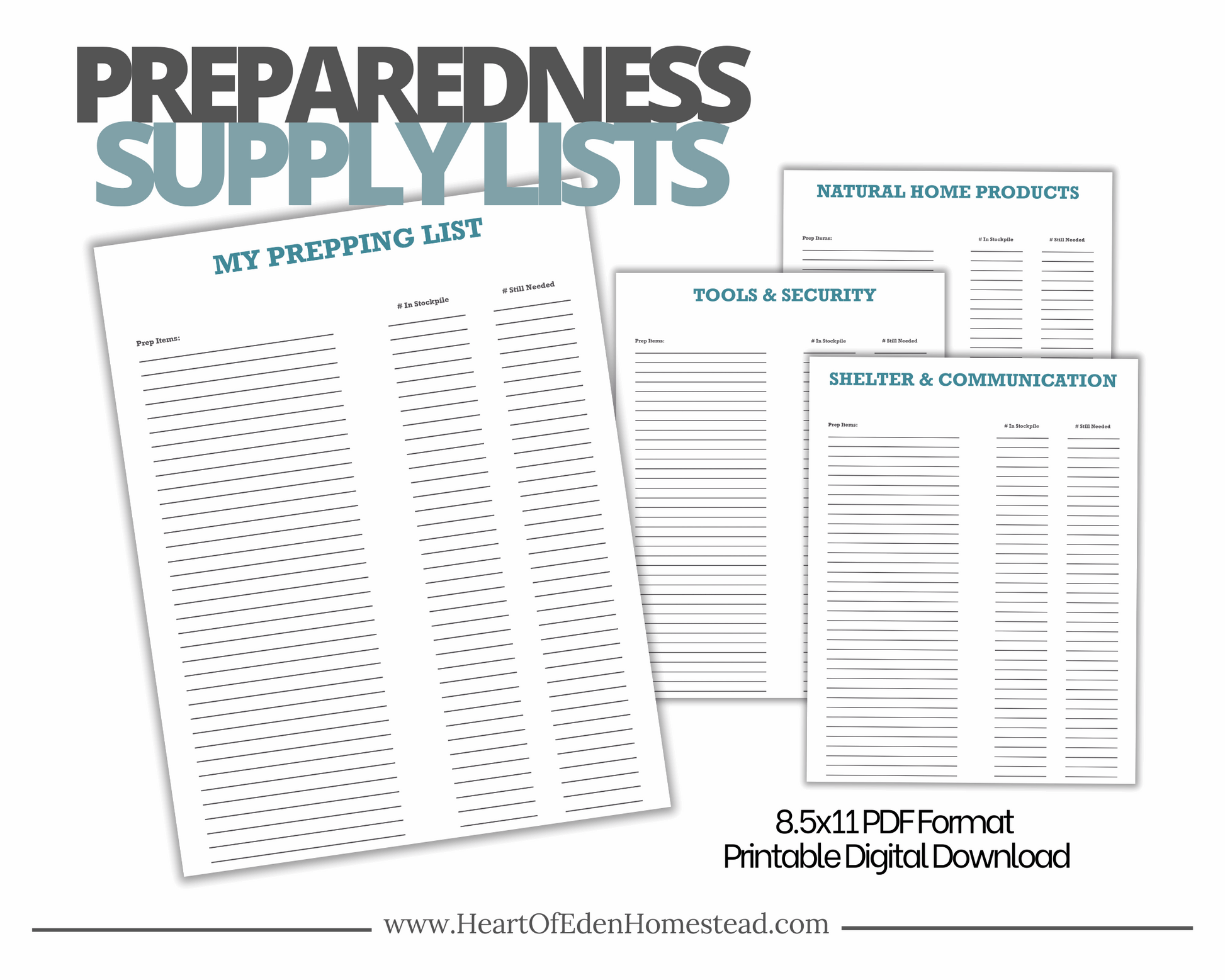 Printable Prepper Supply Checklist Bundle